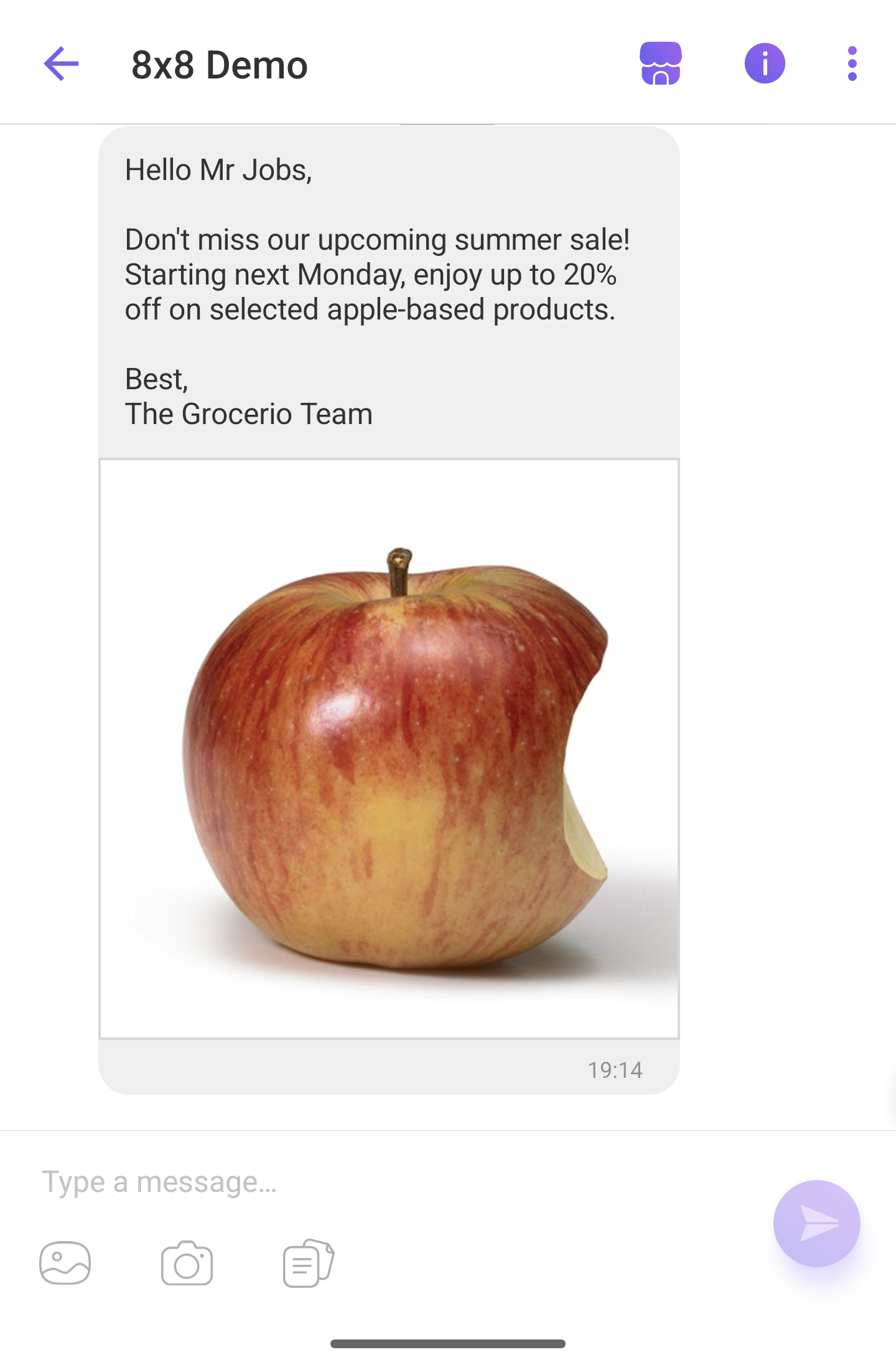 Viber Text and Image Message Example